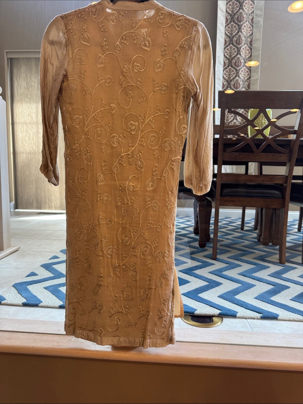 Embroidered Beige & Pink Kurta Dress - Picture 3 of 3